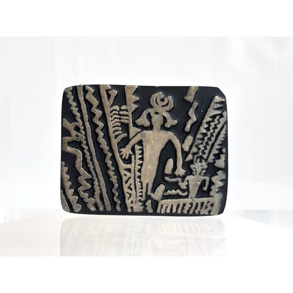 Alice Seely Pewter New Mexico Made Tribal Petroglyph Urban Fetish Vintage Brooch - Picture 4 of 10